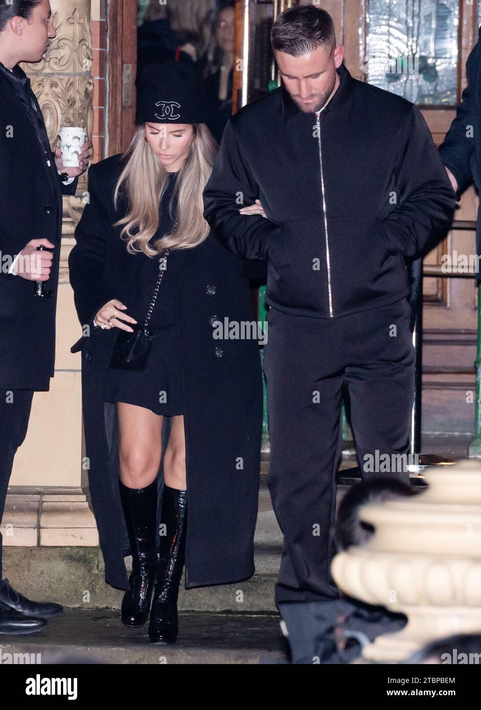 Manchester United's Luke Shaw leaves the Chanel Metiers d'Art show after party at Victoria Baths in Manchester. Picture date: Thursday December 7, 2023. Stock Photo
