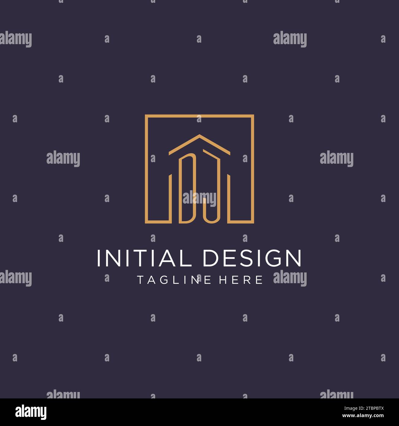 DJ initial square logo design, modern and luxury real estate logo style design ideas Stock Vector