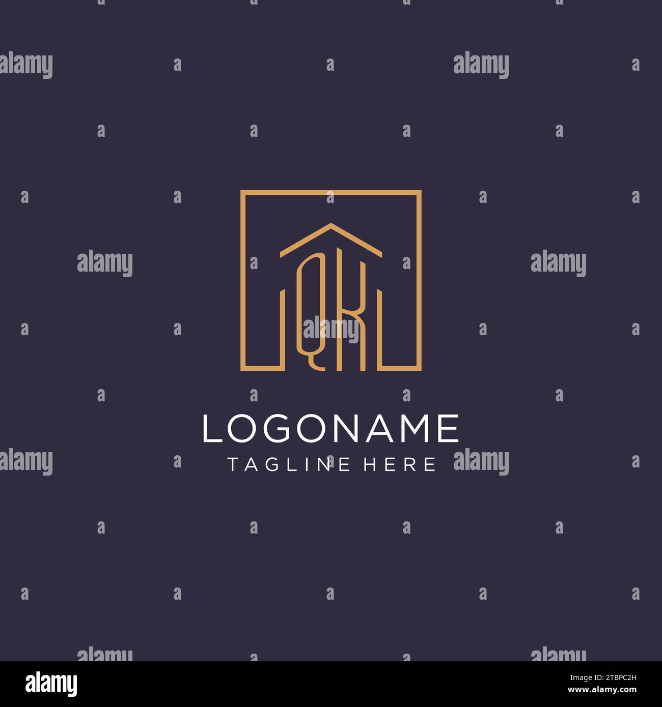 QK initial square logo design, modern and luxury real estate logo style ...