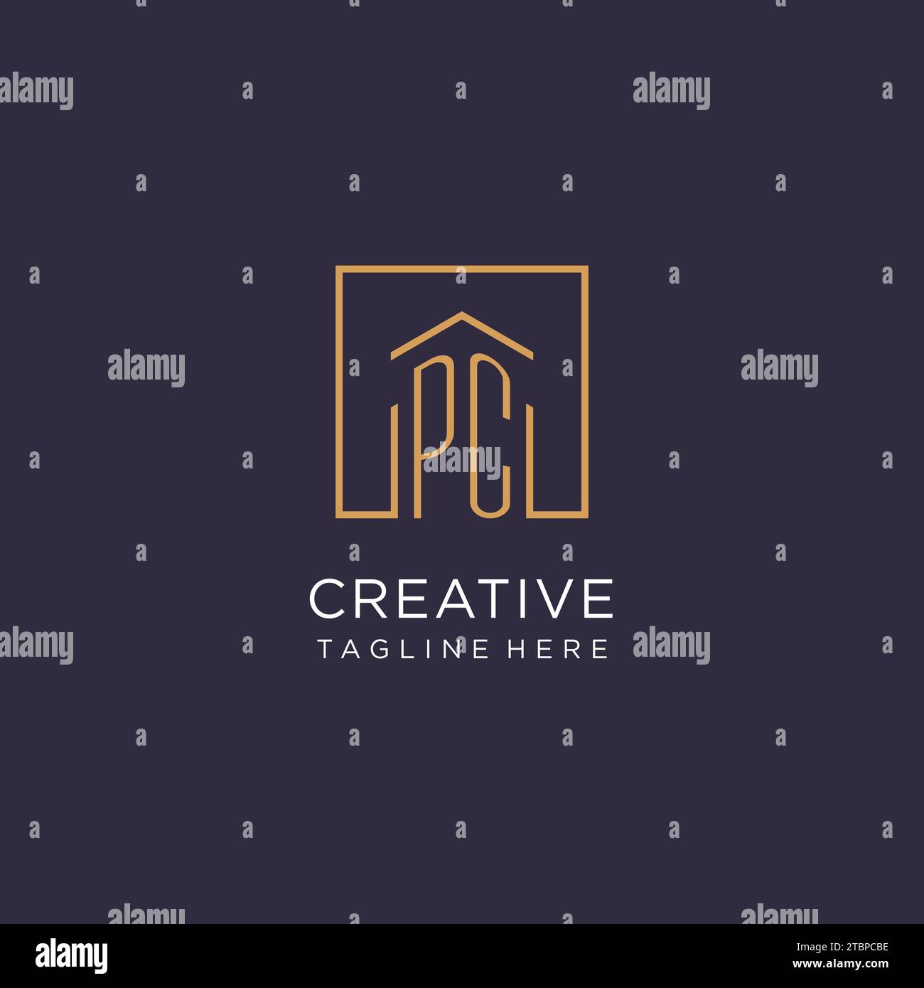 PC initial square logo design, modern and luxury real estate logo style ...