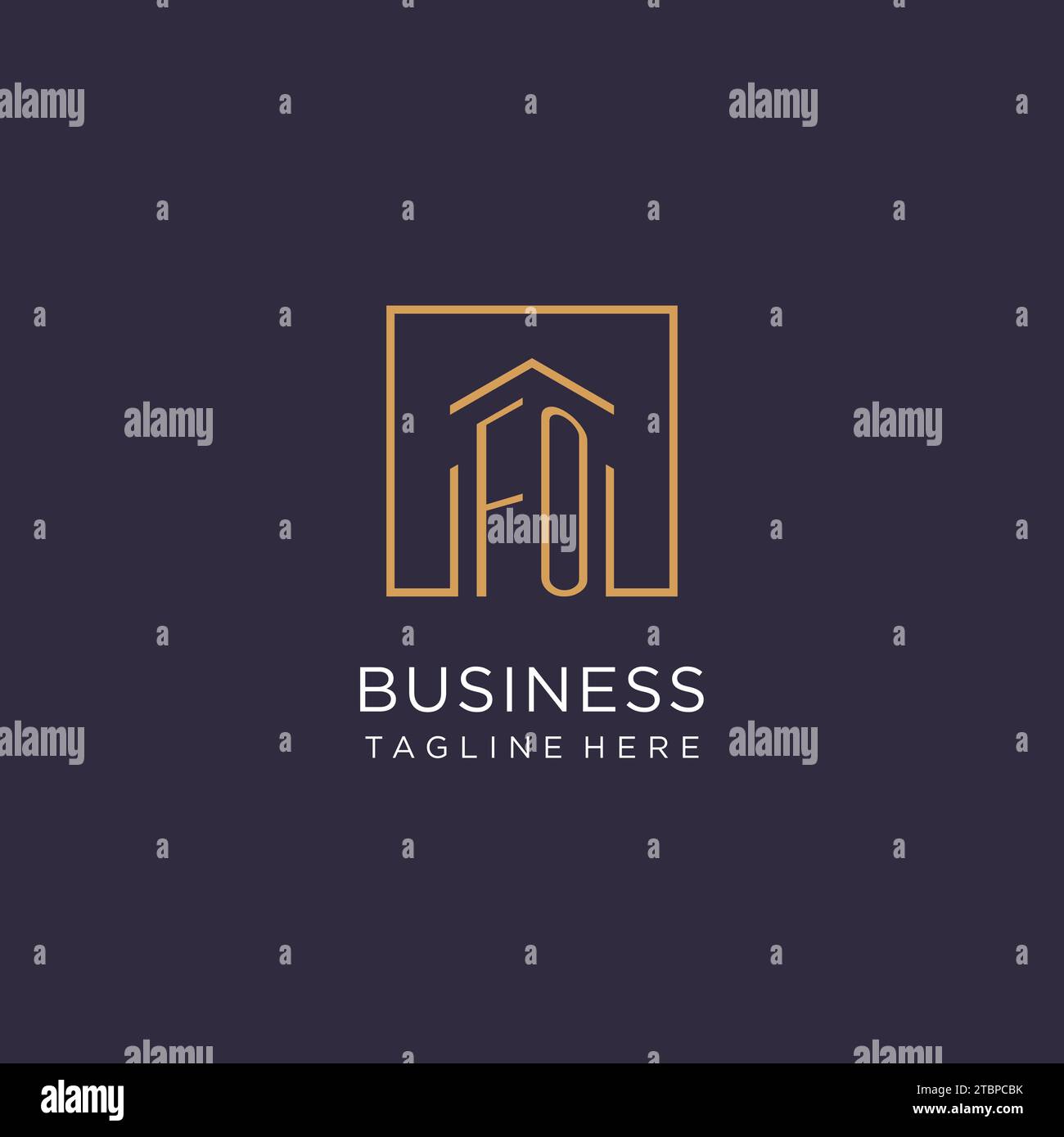 FO initial square logo design, modern and luxury real estate logo style design ideas Stock Vector