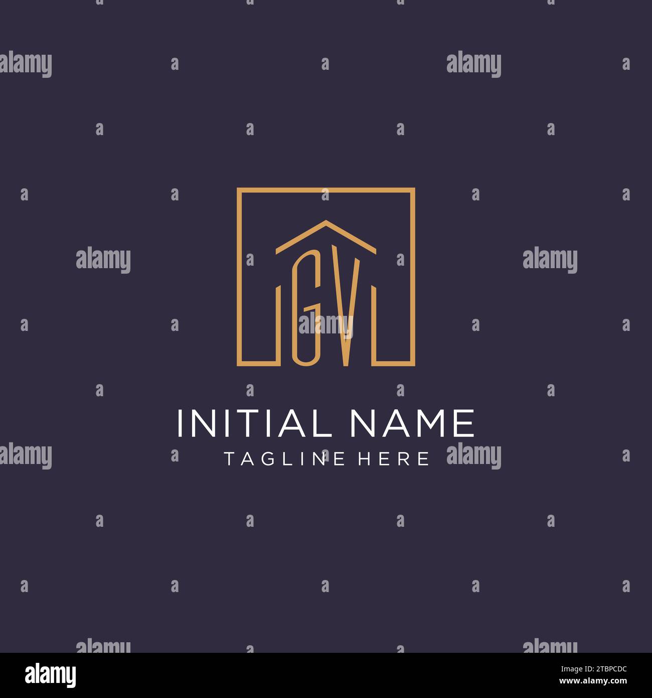 GV initial square logo design, modern and luxury real estate logo style