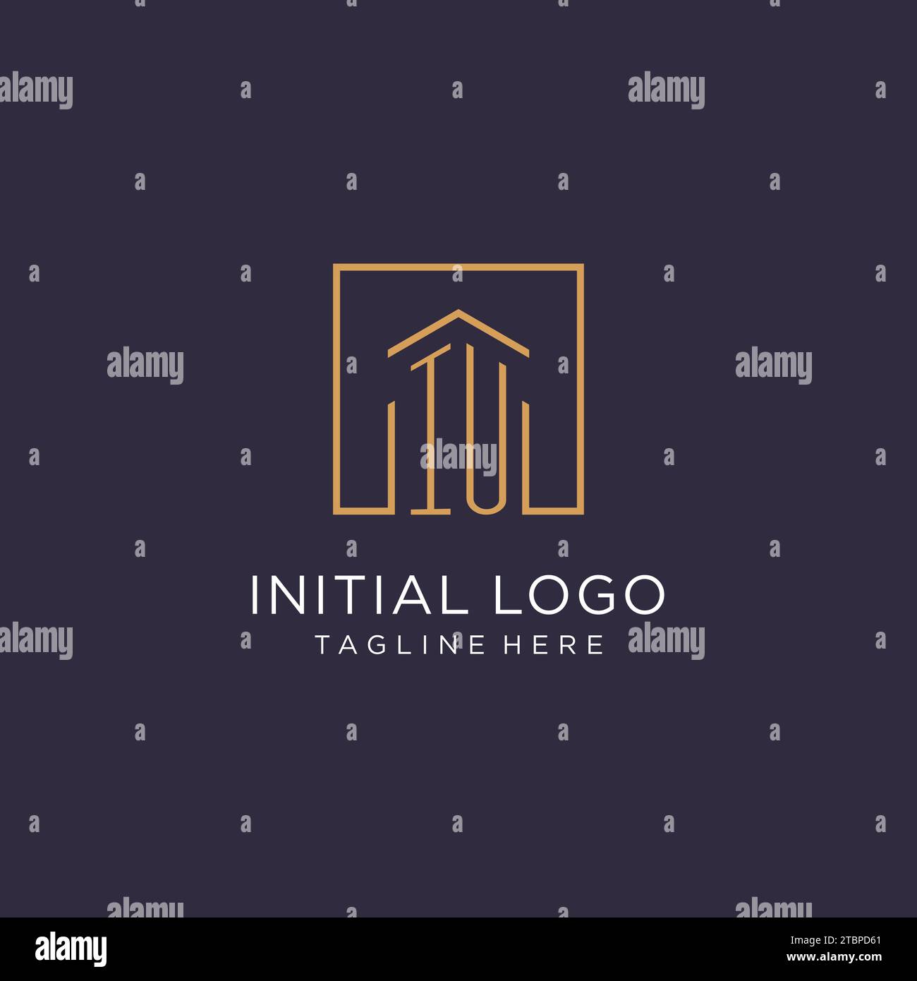 IU initial square logo design, modern and luxury real estate logo style design ideas Stock