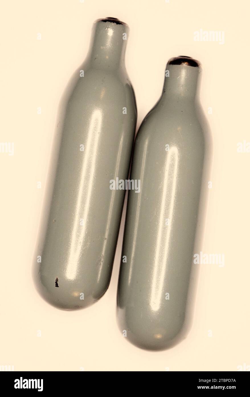 Nitrous Oxide [N2O] Whipped Cream Chargers Laughing Gas Stock Photo