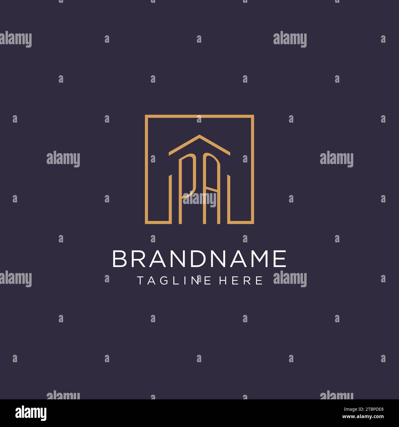 PA initial square logo design, modern and luxury real estate logo style ...