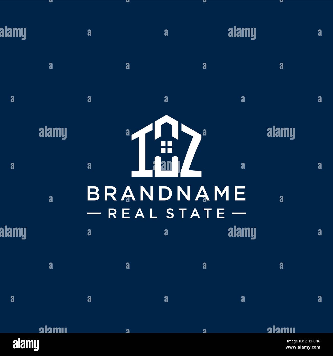 Initial letter IZ monogram logo with abstract house shape, simple and ...