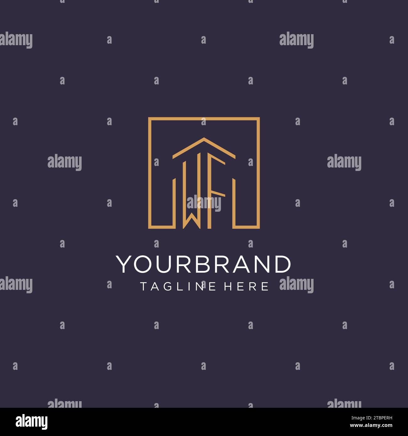 WF initial square logo design, modern and luxury real estate logo style