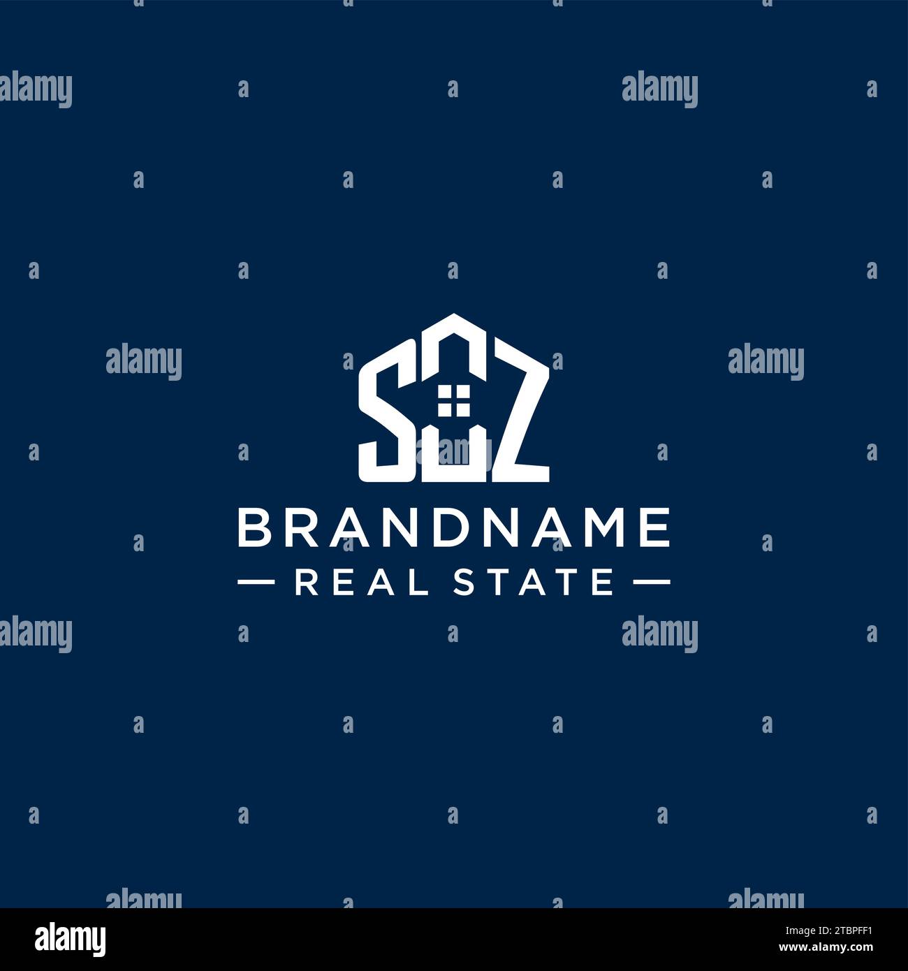 Initial letter SZ monogram logo with abstract house shape, simple and ...