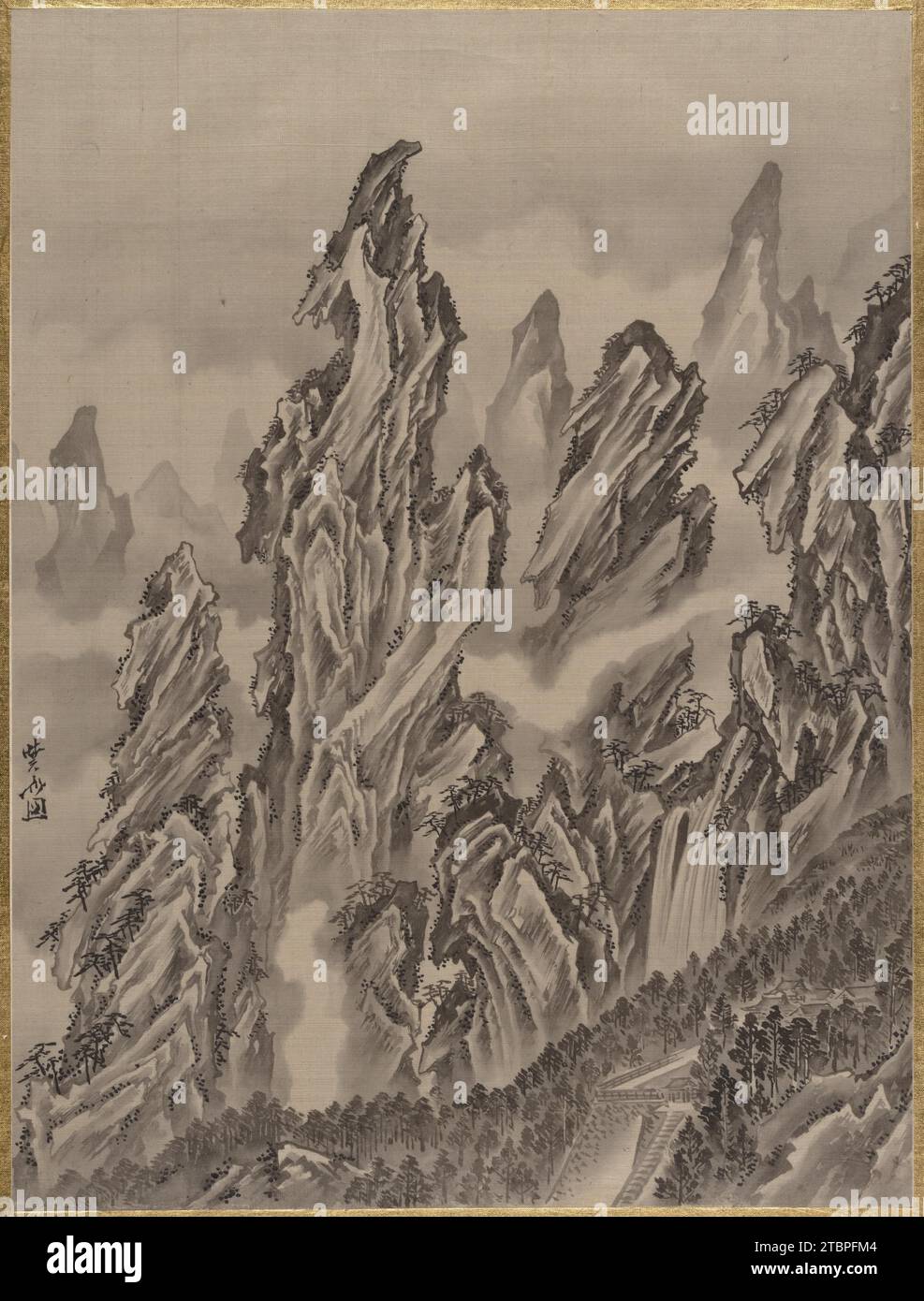Rocky Landscape 1914 by Kawanabe Kyosai Stock Photo
