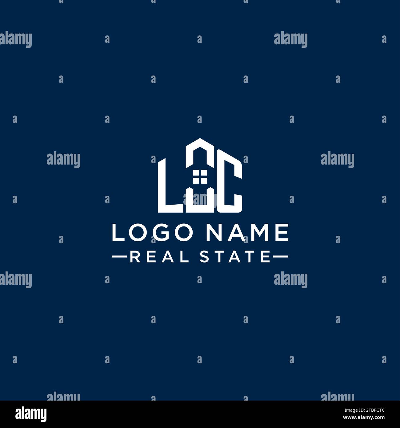 Initial letter LC monogram logo with abstract house shape, simple and modern real estate logo