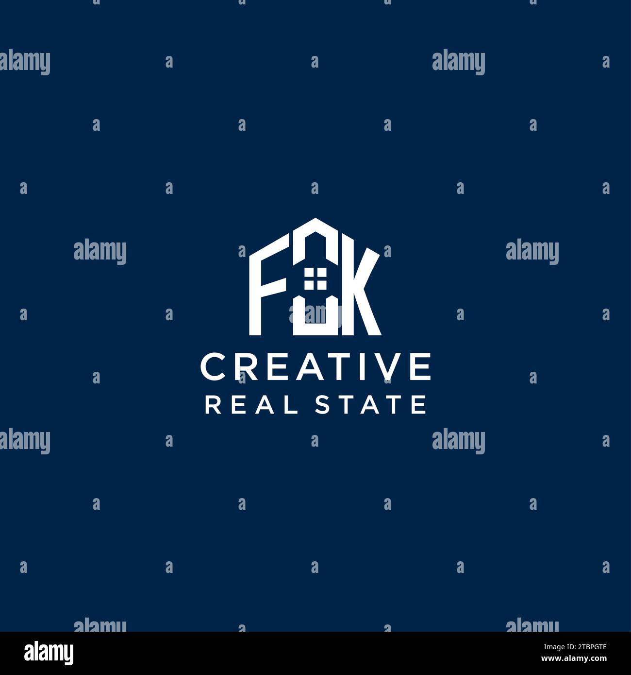 Initial letter FK monogram logo with abstract house shape, simple and ...