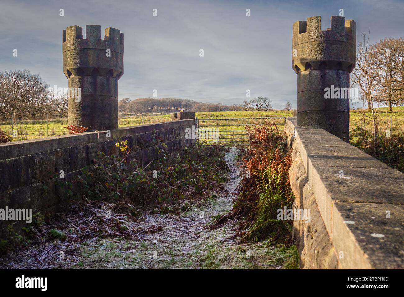 06.12.2023 Entwistle, Bolton, Lancashire, UK. Towers at railway