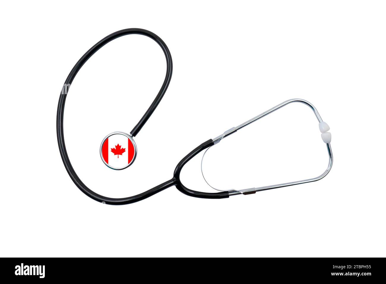 Stethoscope with Canadian flag head isolated on white background