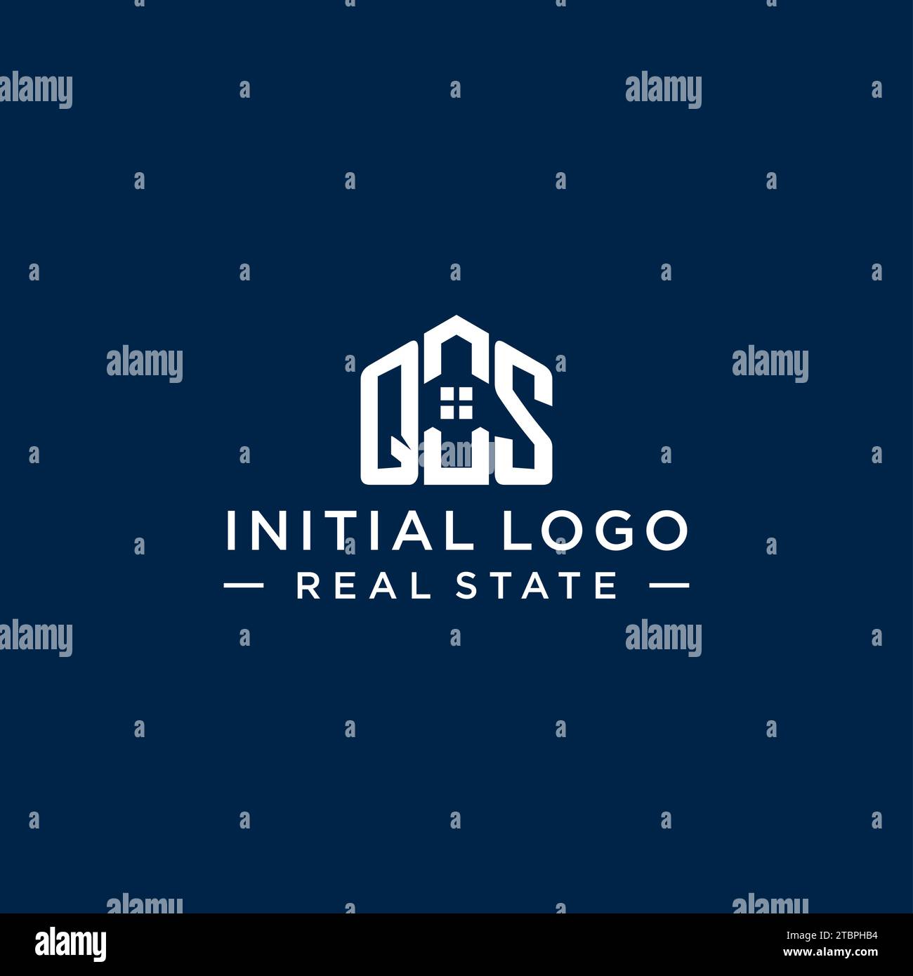Initial letter QS monogram logo with abstract house shape, simple and