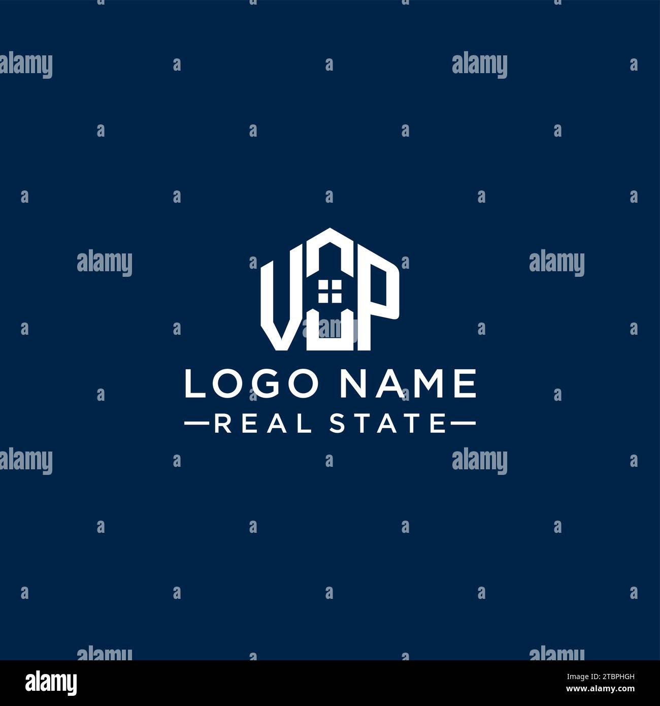 Initial letter VP monogram logo with abstract house shape, simple and