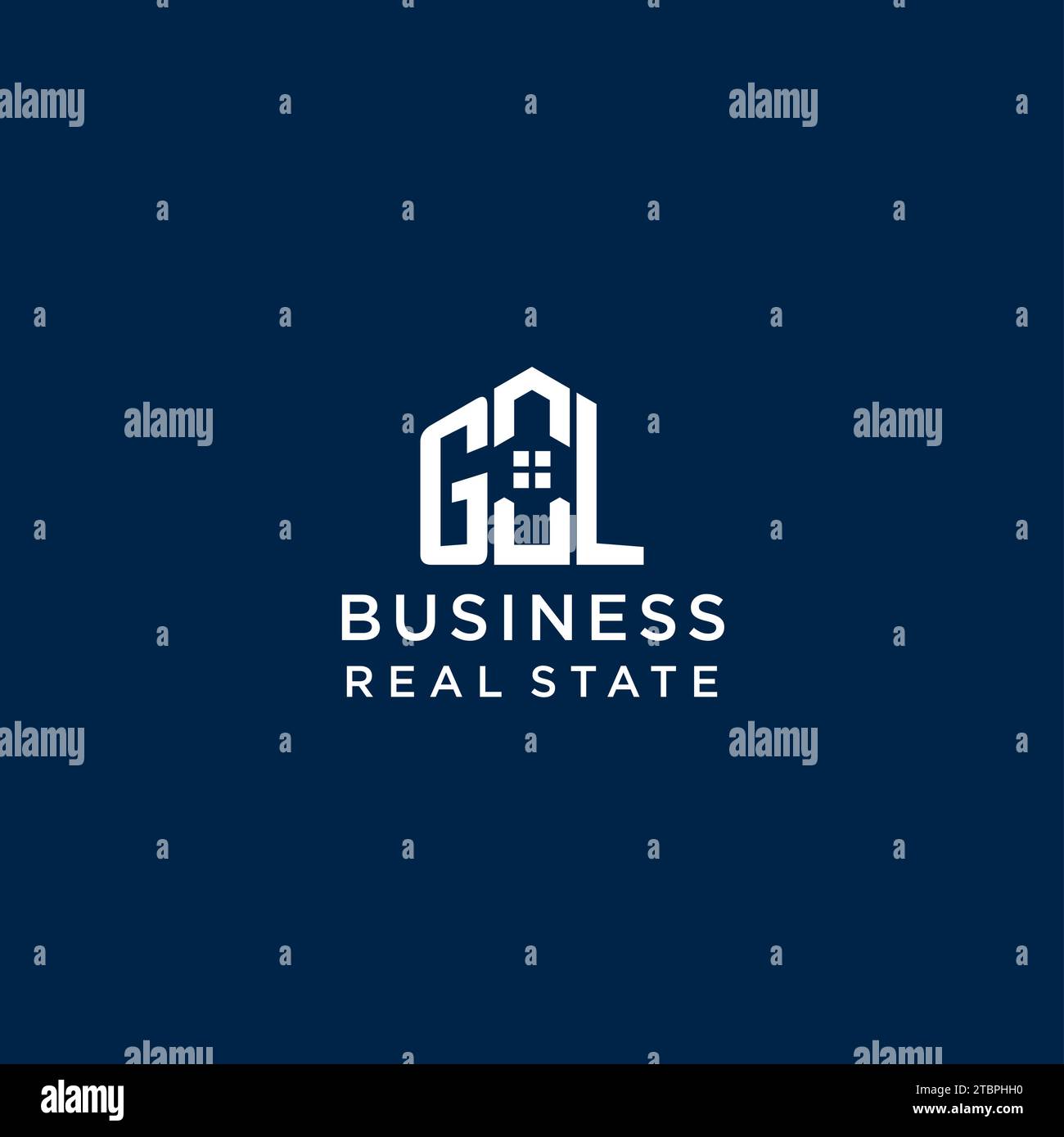 Initial letter GL monogram logo with abstract house shape, simple and