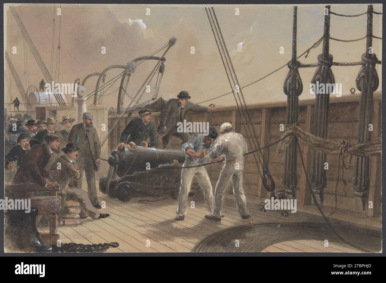 Splicing the Cable (after the First Accident) on Board the Great Eastern, July 25th, 1865 1892 by Robert Charles Dudley Stock Photo