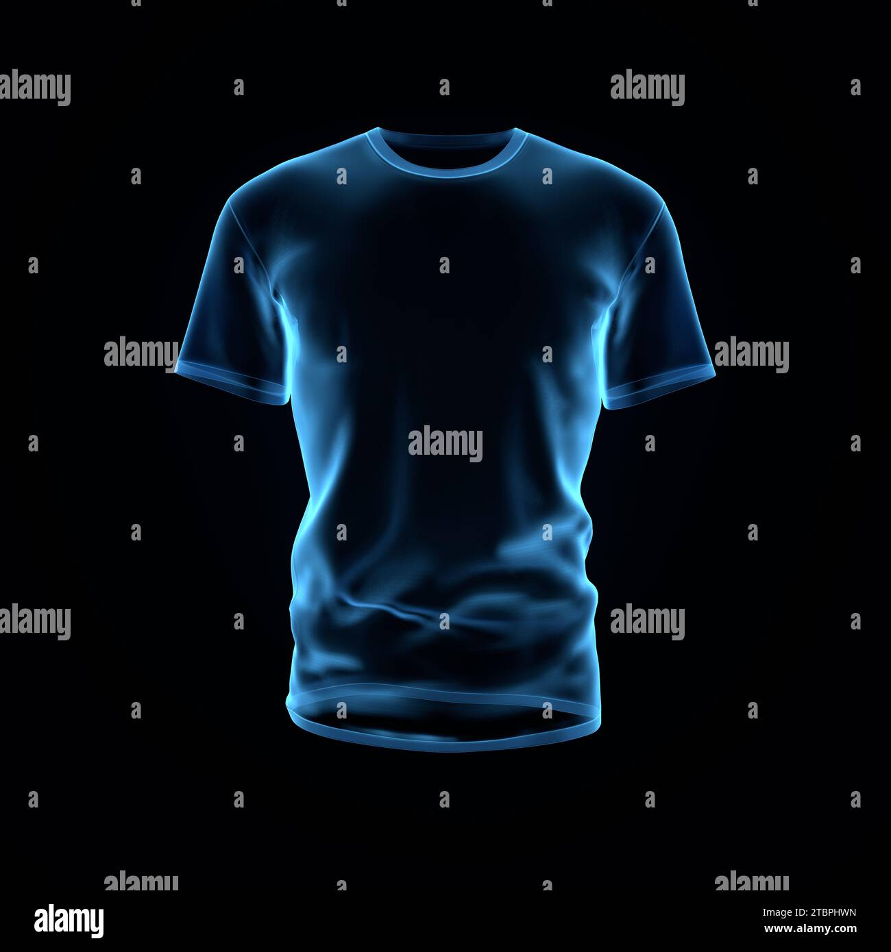 X-Ray Men's T-Shirt Isolated Over Black Background. Creative Layout. MockUp and Space for Text and Logo Company. Business Concept. 3D Render Stock Photo