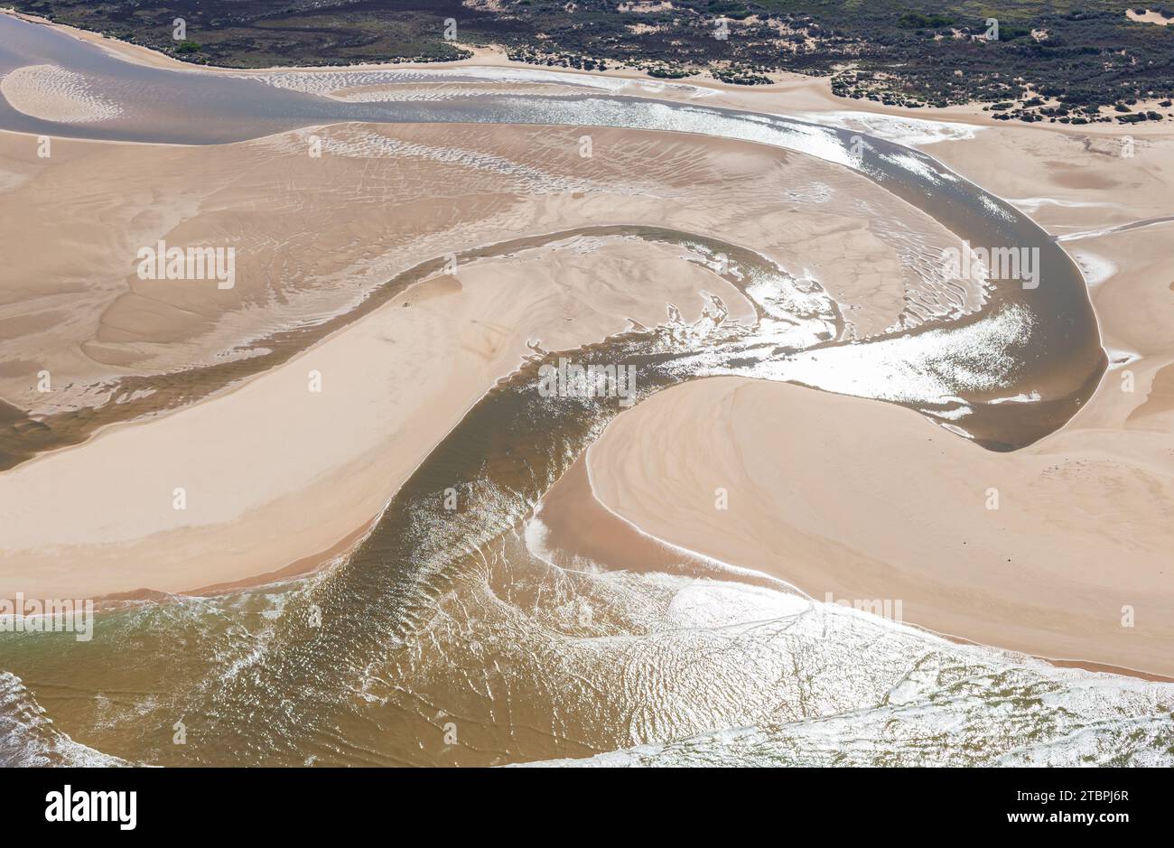 The Gamtoos River Mouth situated in the Eastern Cape Province of South Africa. Stock Photo