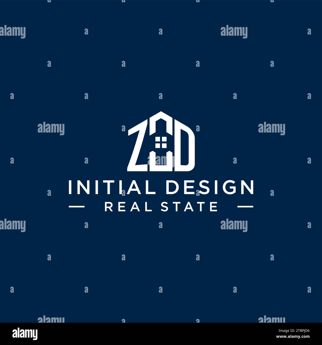 Initial letter ZD monogram logo with abstract house shape, simple and ...