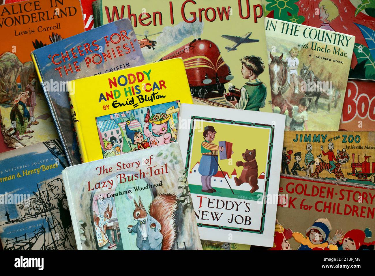 Old children's books, from the 1950s and earlier. Stock Photo