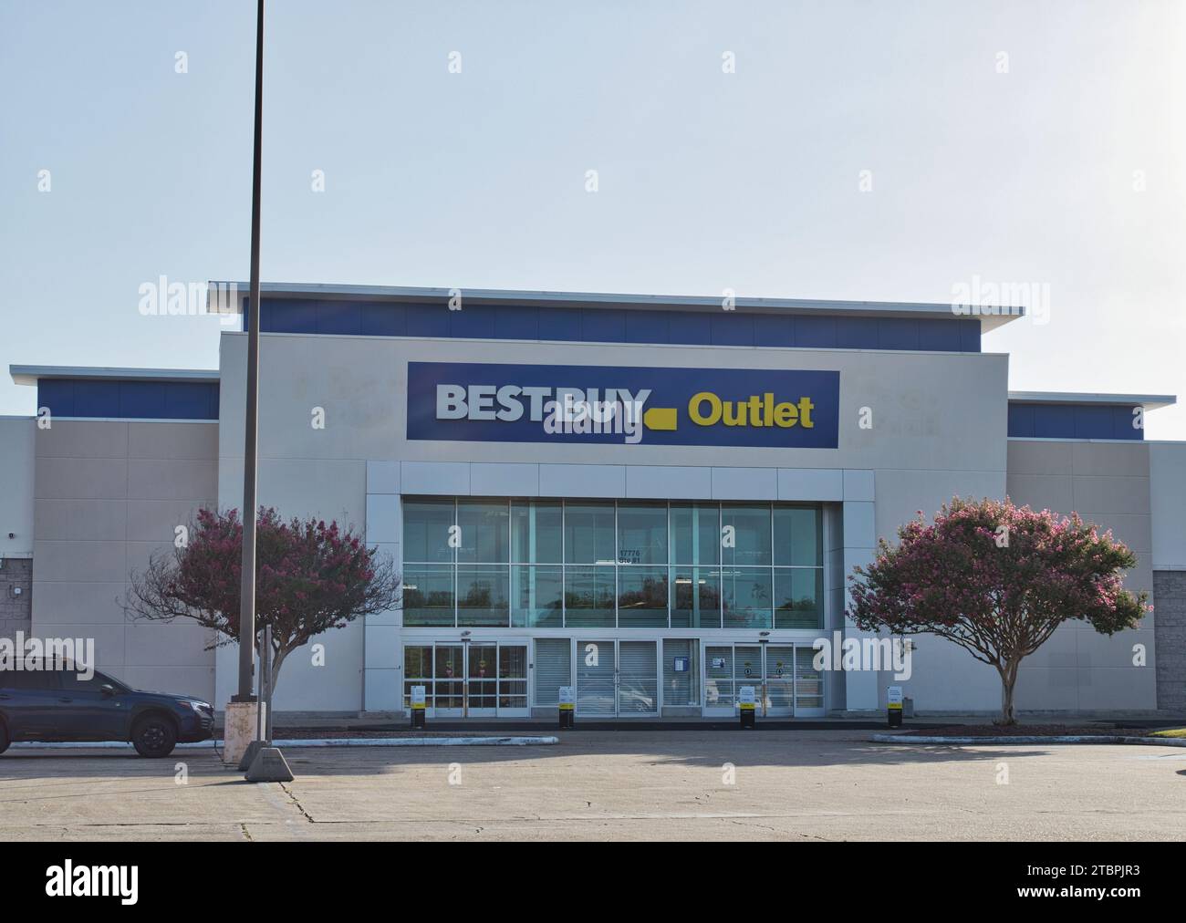 Houston, Texas USA 07302023 Best Buy Outlet storefront exterior and parking lot in Houston