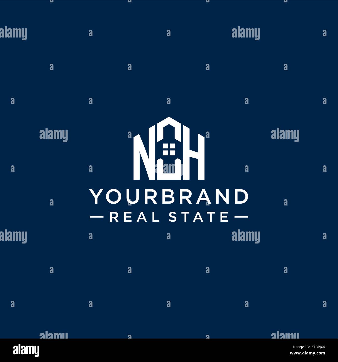 Initial letter NH monogram logo with abstract house shape, simple and