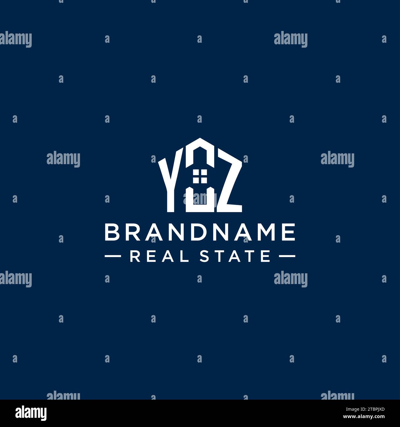 Initial letter YZ monogram logo with abstract house shape, simple and ...