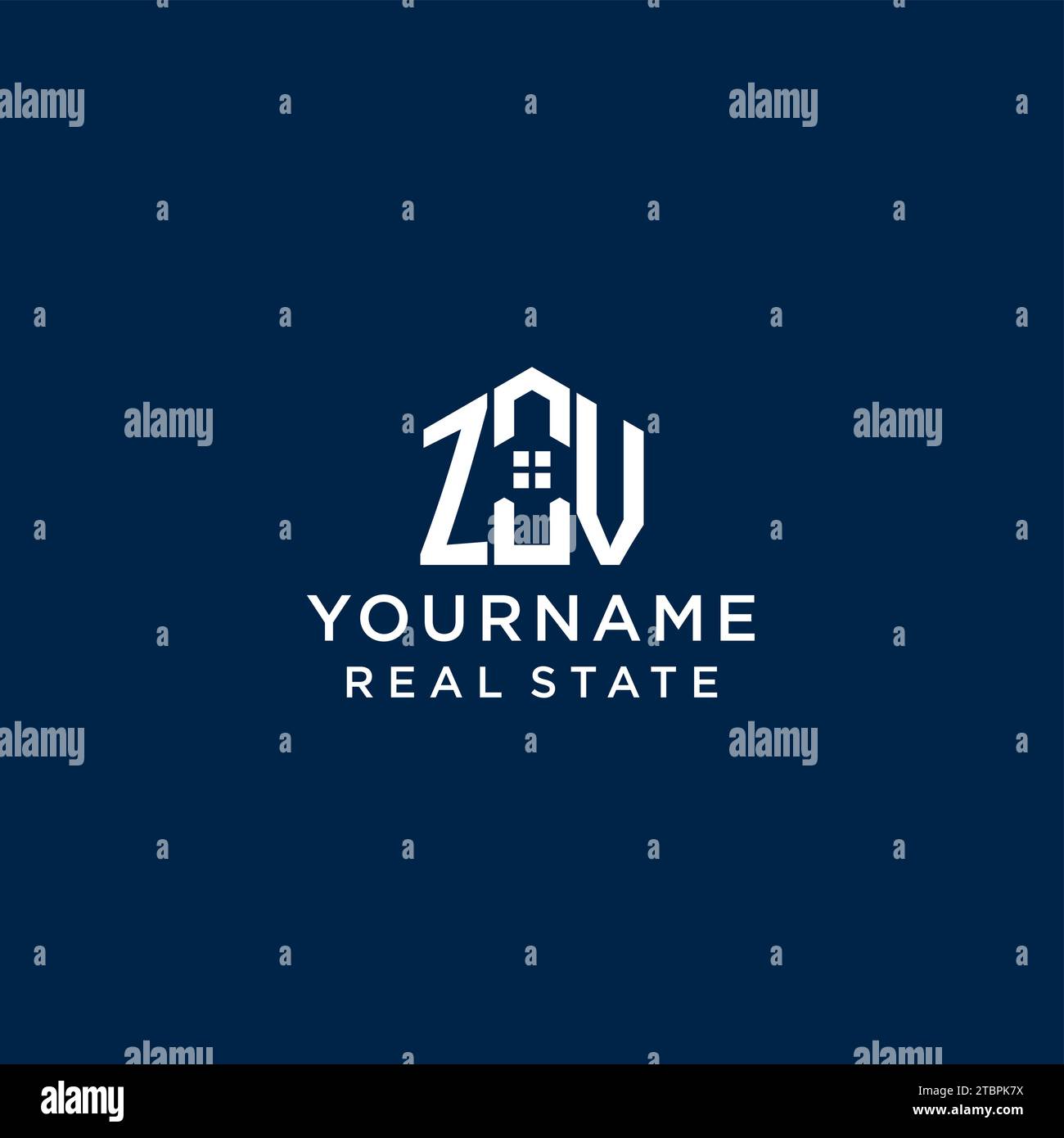 Initial letter ZV monogram logo with abstract house shape, simple and ...