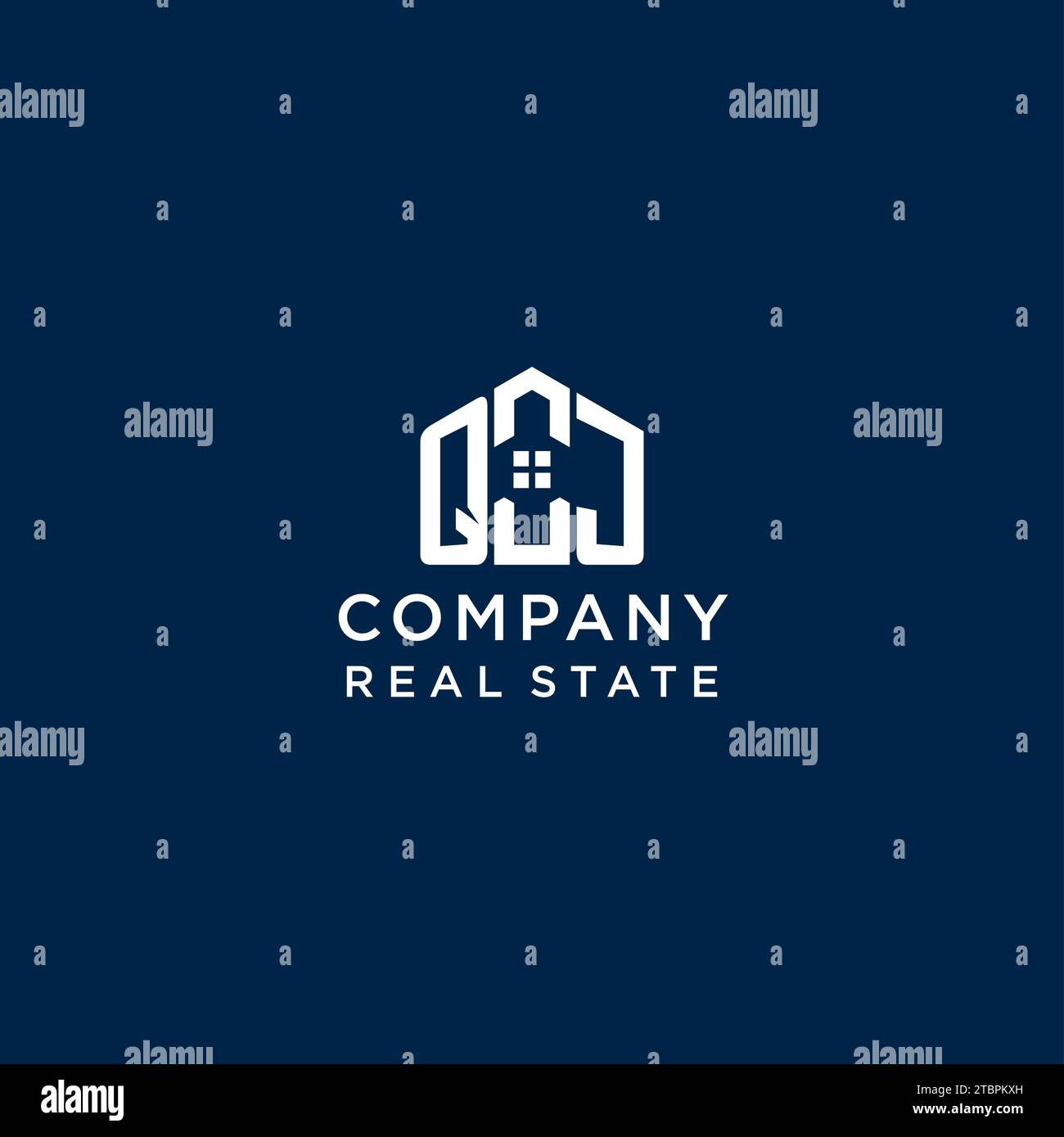 Initial letter QJ monogram logo with abstract house shape, simple and ...