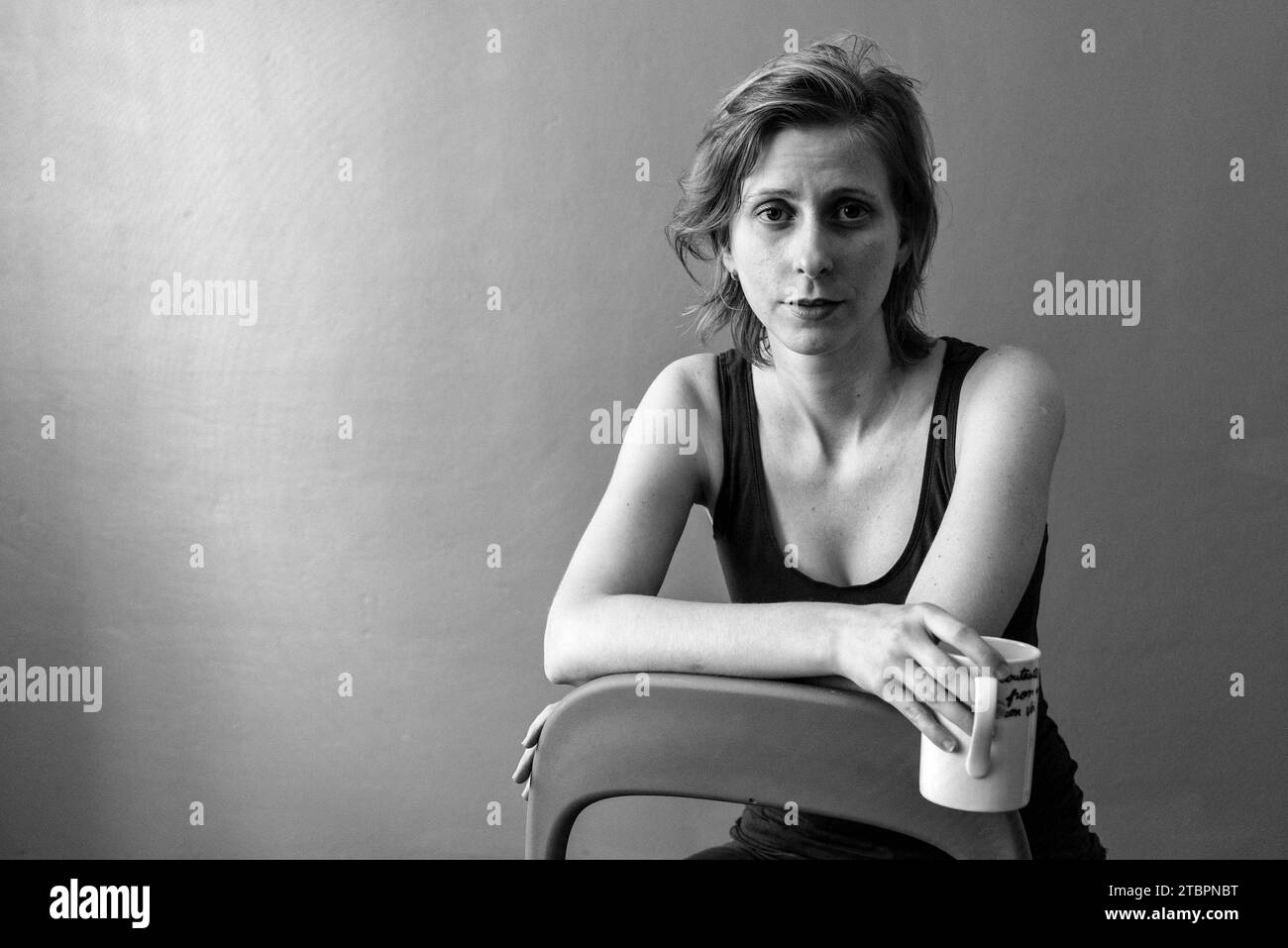 Tilburg, Netherlands. Studio portrait of an adult, androgyn woman. Stock Photo