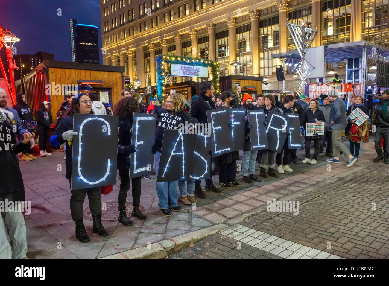 Detroit, Michigan, USA. 7th Dec, 2023. On the first night of Hanukkah