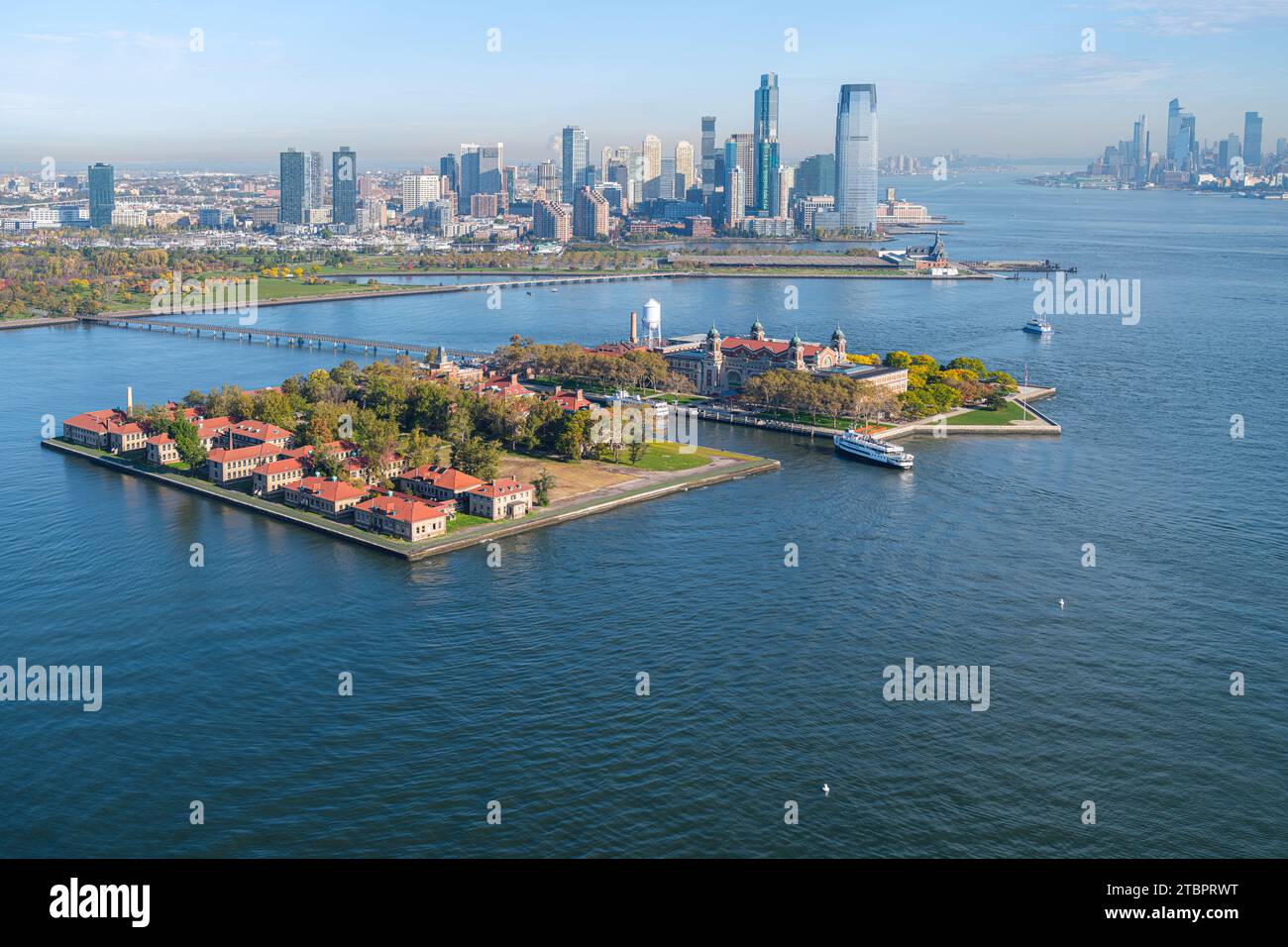 Ellis Island was an immigrants' entry point and processing station from 1892 to 1954. Now a historic museum accessible by ferry. Stock Photo