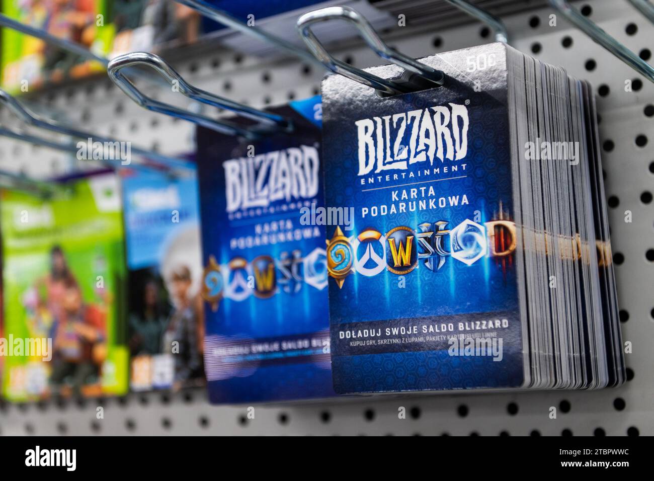 Gdansk, Poland. 08th Dec, 2023. Blizzard Gift Cards seen at the shopping mall in Gdansk. (Photo by Mateusz Slodkowski/SOPA Images/Sipa USA) Credit: Sipa USA/Alamy Live News Stock Photo