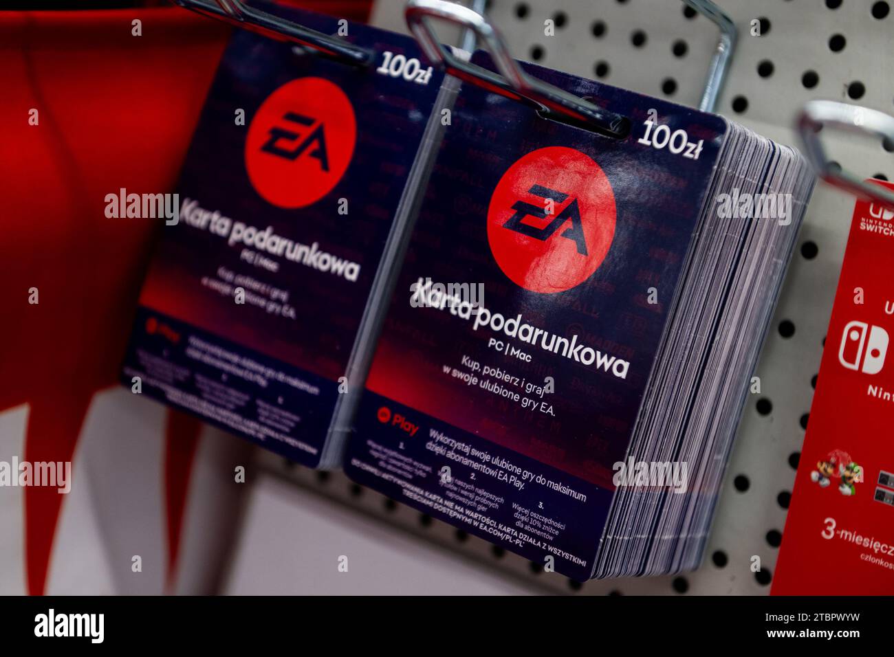 Gdansk, Poland. 08th Dec, 2023. EA Gift Cards seen at the shopping mall in Gdansk. (Photo by Mateusz Slodkowski/SOPA Images/Sipa USA) Credit: Sipa USA/Alamy Live News Stock Photo