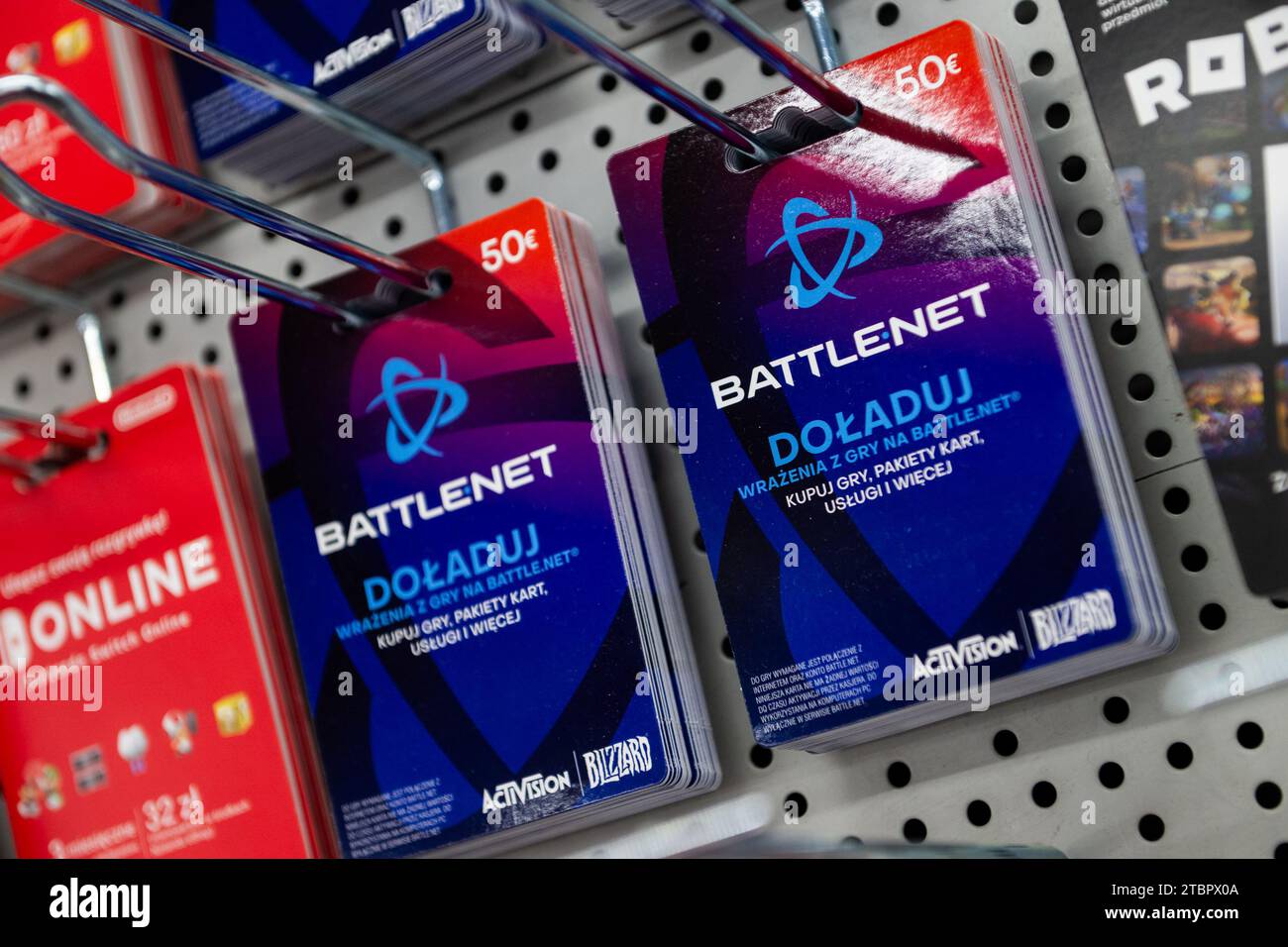 Gdansk, Poland. 08th Dec, 2023. Battlenet Gift Cards seen at the shopping mall in Gdansk. (Photo by Mateusz Slodkowski/SOPA Images/Sipa USA) Credit: Sipa USA/Alamy Live News Stock Photo