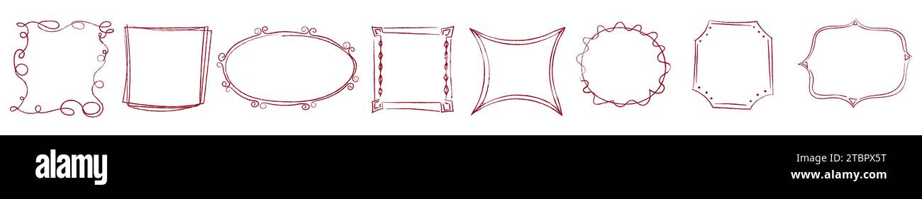 Doodle frames set. Decorative geometric sketch frame banner Stock ...