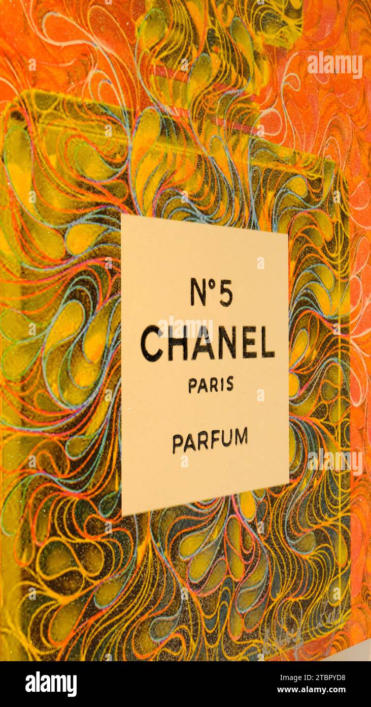 Interior poster advertising Chanel No % perfume Stock Photo