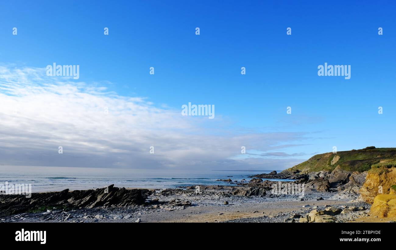 The beach and coast at Dollar Cove, Gunwalloe on the Lizard Peninsula, Cornwall, UK - John Gollop Stock Photo