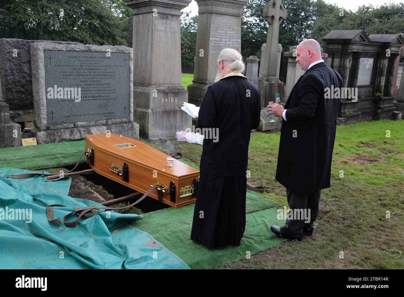 Glasgow Scotland Greek Orthodox Funeral at Glasgow Necropolis Priest