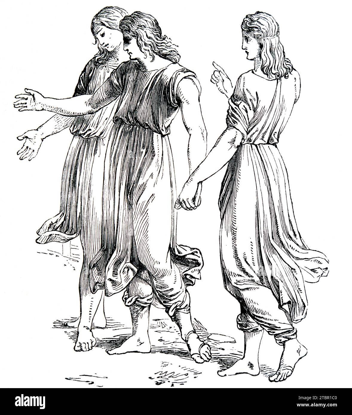 Illustration of Three Angels Appearing to Abraham (Genesis) from