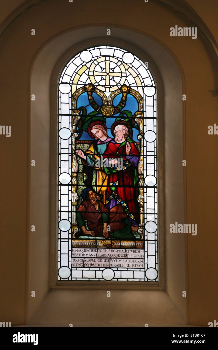 Southwark London England  18th Century Guy's Chapel  Stained Glass Window Above The Altar Stock Photo