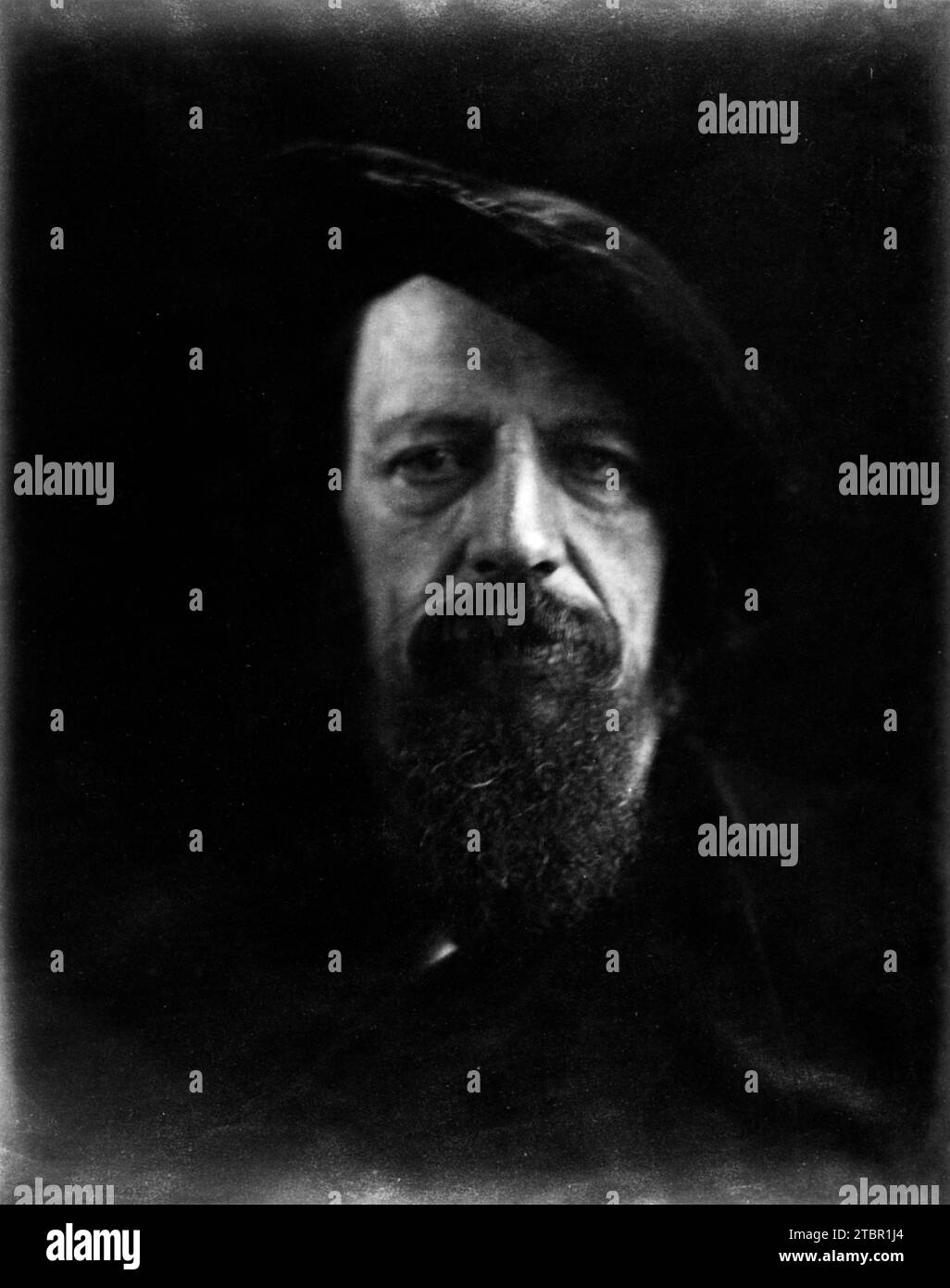 Alfred Tennyson. 1866. Photographed by Julia Margaret Cameron. Stock Photo