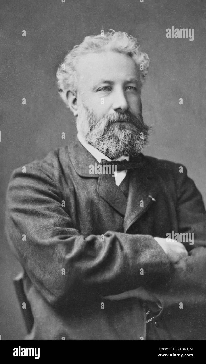 Jules Verne. Taken bwtween 1860-90. Photographed by Atelier Nadar. Stock Photo