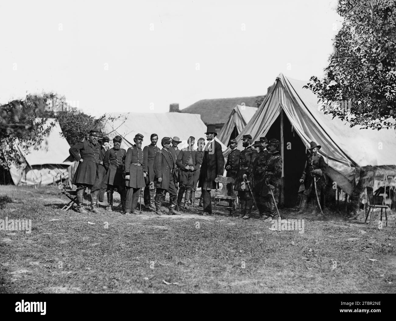 Antietam, President Lincoln with General B. McClellan and group