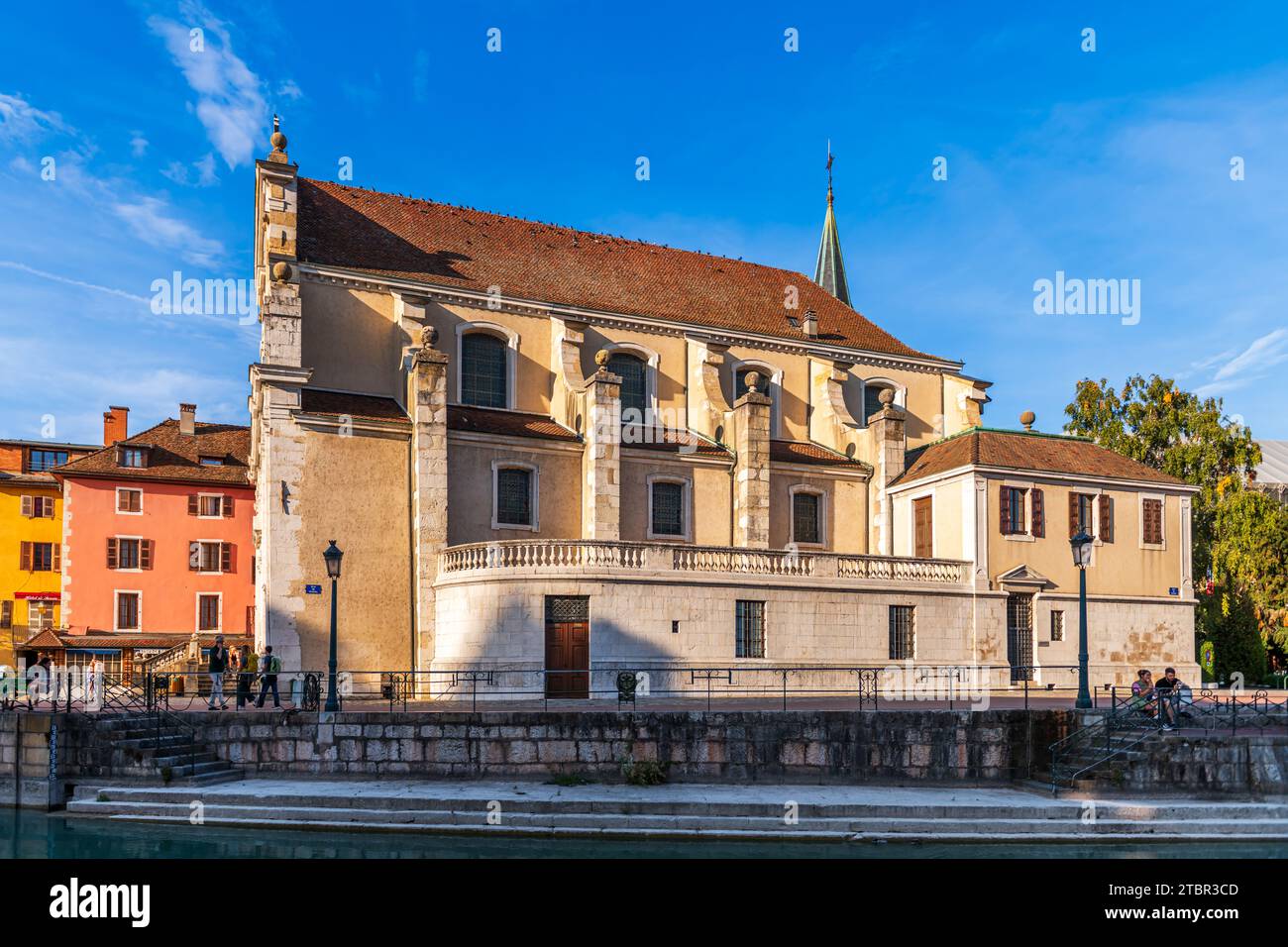 Saint François de Sales Church in the evening, in Annecy on the banks of the Thioule, in Haute Savoie, France Stock Photo