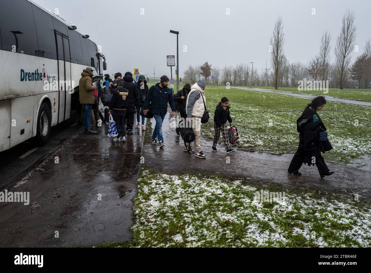 TER APEL Asylum seekers arrive at the asylum seeker center and registration center Ter Apel