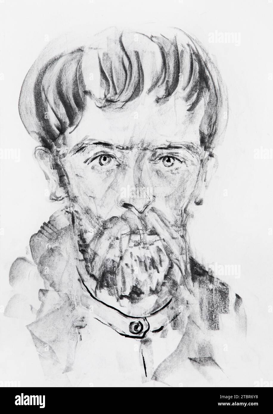 Portrait of Stanislaw Wyspianski / dessin de Ewa Klos Stock Photo