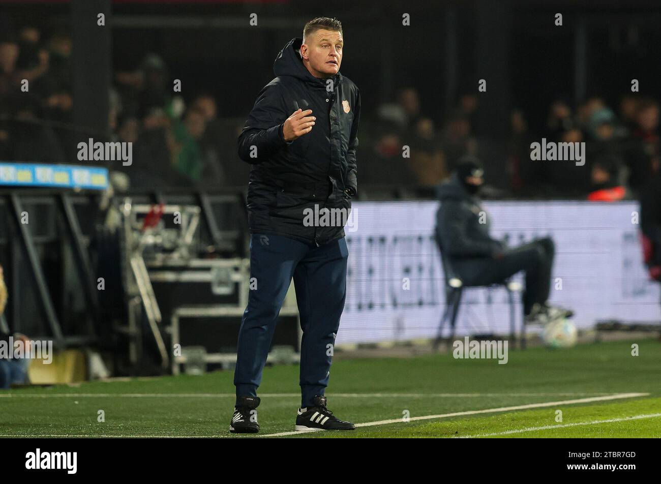 Headcoach Michael Dingsdag of FC Volendam coaches his players during the Dutch Eredivisie match between Feyenoord and FC Volendam on December 7, 2023 in Rotterdam, Netherlands Stock Photo