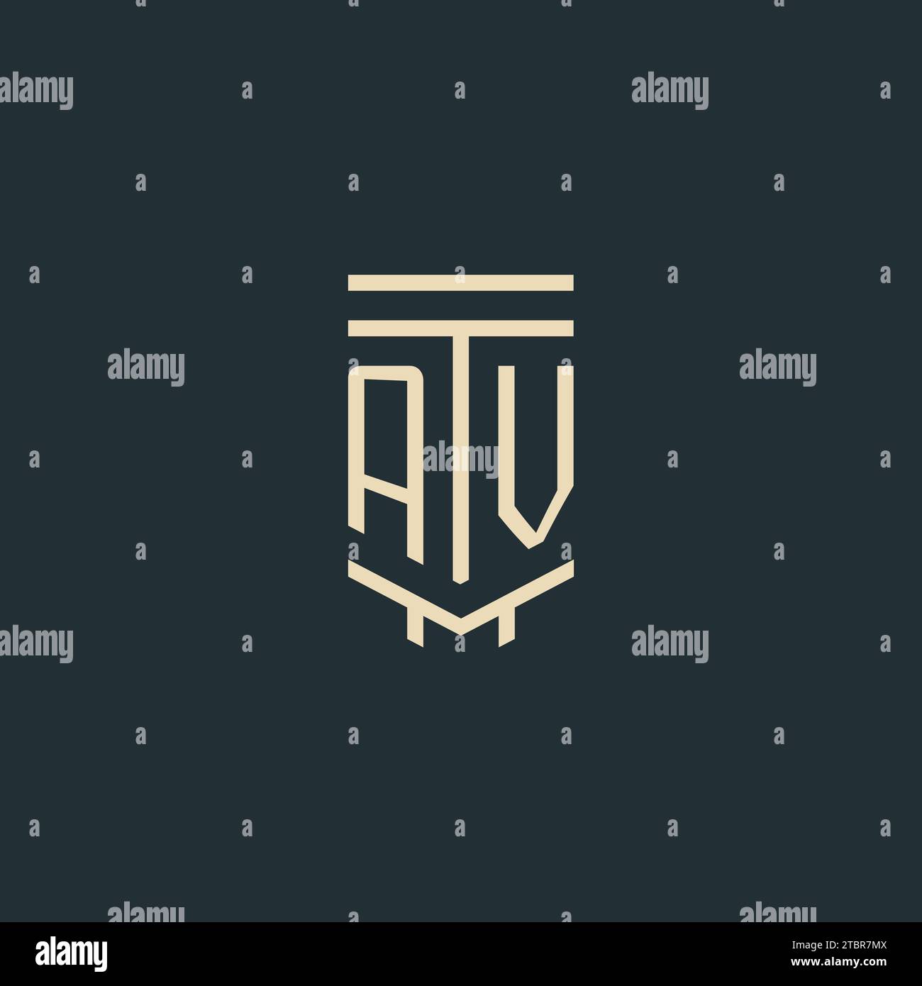 AV initial monogram with simple line art pillar logo design ideas Stock Vector